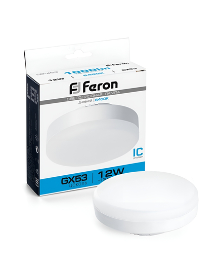Лампа cветодиодная, (12W) GX53 6400K, FERON LB-453