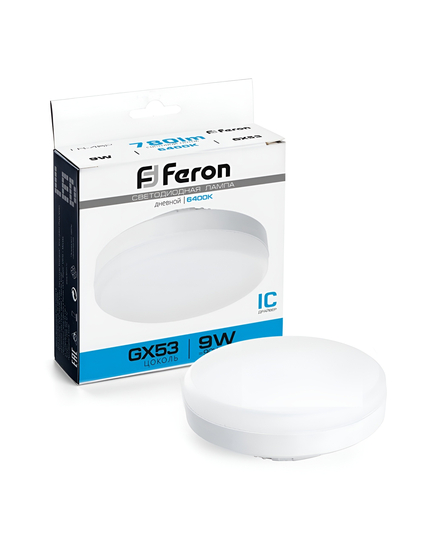 Лампа cветодиодная, (9W) GX53 6400K, FERON LB-452