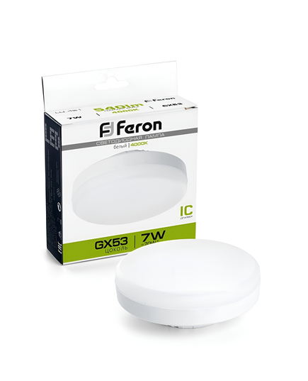 Лампа cветодиодная, (7W) GX53 4000K, FERON LB-451