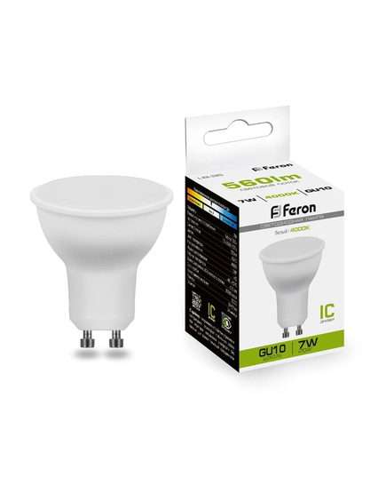 Лампа светодиодная, (7W) GU10 4000K FERON LB-560